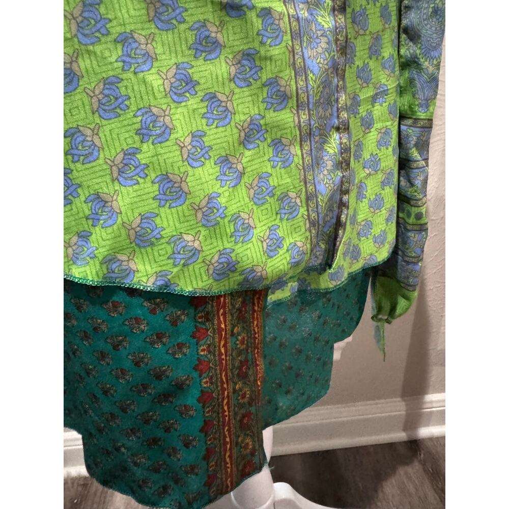 Iris Impression Silk Blend Wrap Tiered Skirt Small Multi Size - Picture 7 of 8